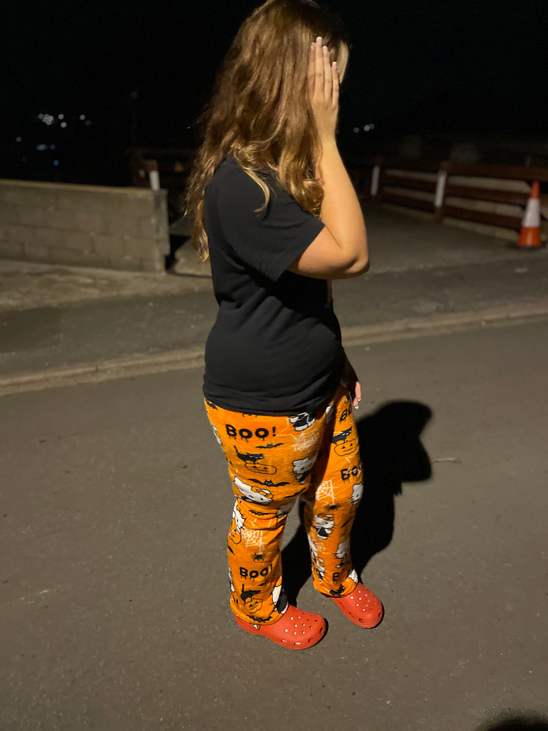 Halloween Spooky Orange Hello Kitty Pyjama Bottoms